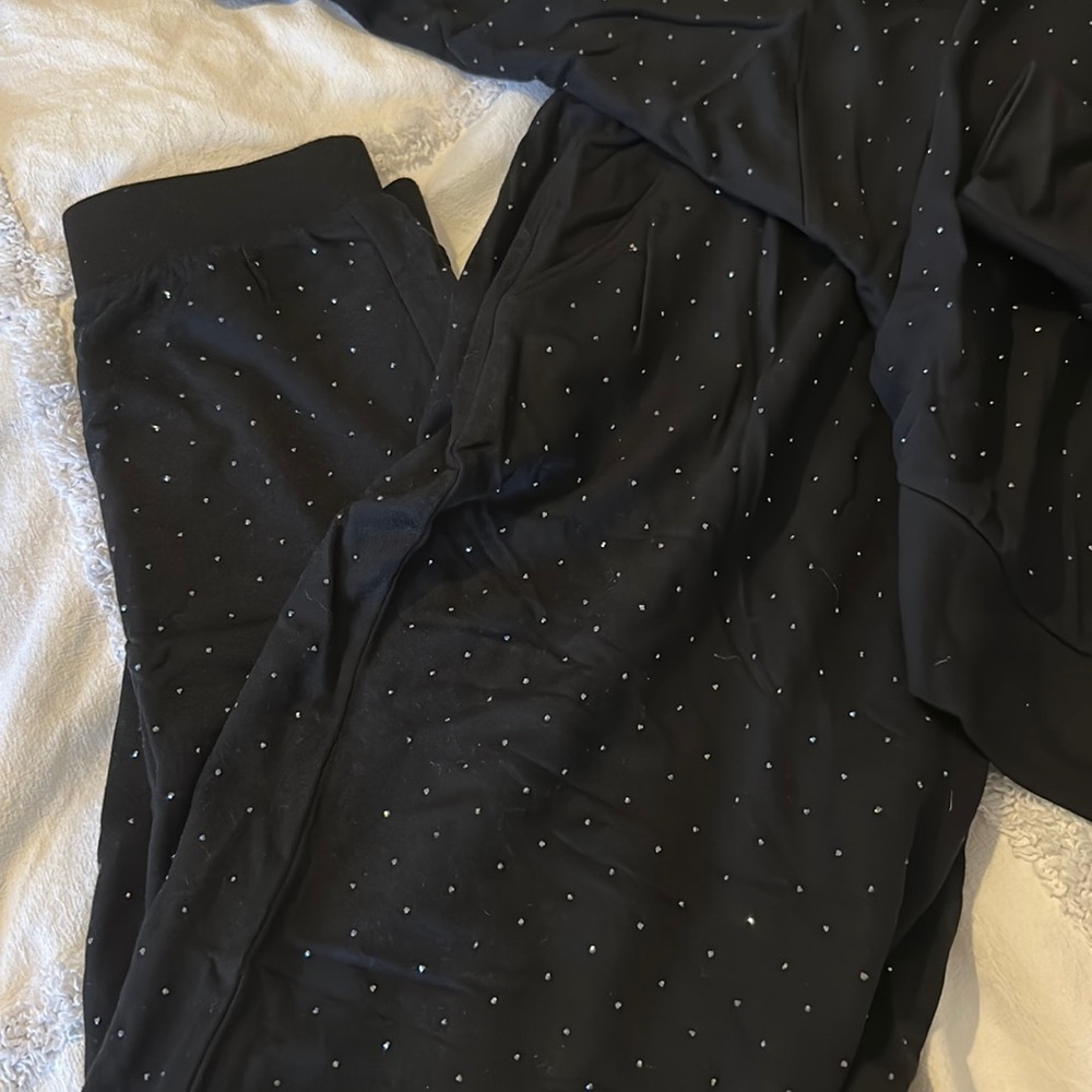 Jersey sweat suit set. Black with delicate gems. Never worn